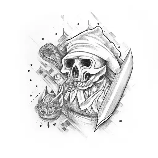 chefs knife with the word El Jefe in it tattoo design idea