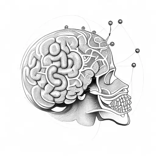 Create a tattoo of a mechanical brain merging with a blooming flower to represent the balance between technology and nature tattoo design idea