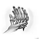 Design a tattoo of a robotic hand reaching out to touch a butterfly in a surreal nature setting tattoo design idea