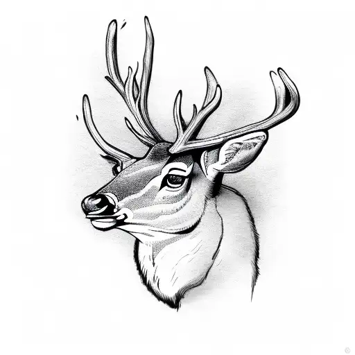 lying deer tattoo design idea