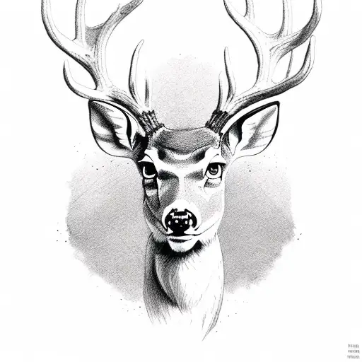 lying deer tattoo design idea