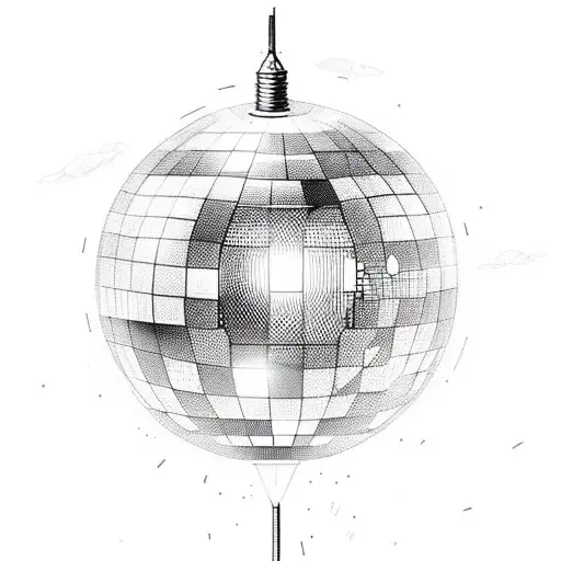 linework disco ball tattoo design idea