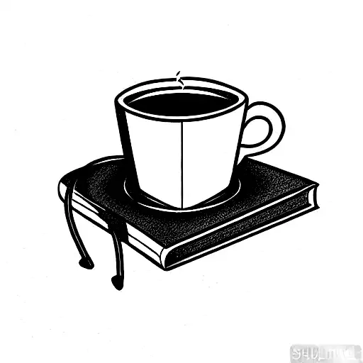 guitar, book, a cup of coffee, earphones aesthetic tattoo on skin tattoo design idea