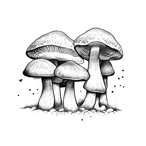 mushrooms outdoors wilderness wildlife balance holistic  tattoo design idea