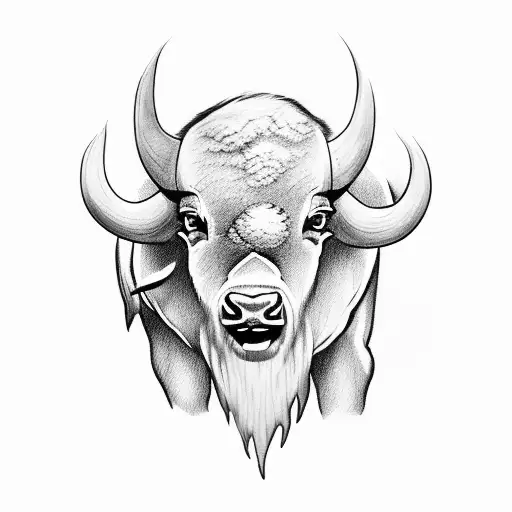 buffalo with storm behind tattoo design idea