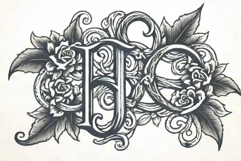 kids initials intertwined tattoo design idea