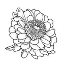 simple bouquet of one marigold, one violet, one lily of the valley, one daffodil, one chrysanthemum, and one snowdrop fl tattoo design idea