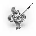 bow and arrow including quotes "you think I quit" tattoo design idea