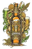 beer bottle tattoo design idea