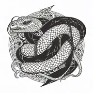 snake wrapped around a sword going down the spine tattoo design idea