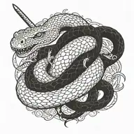 snake wrapped around a sword going down the spine tattoo design idea