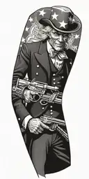 Uncle Sam holding and AR 15 with bullet holes riding tattoo design idea