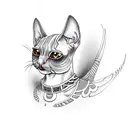 sphinx cat with Egyptian hieroglyphs tattoo design idea