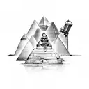 pyramid with rose wraping with Egyptian hieroglyphs tattoo design idea