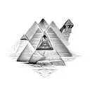 pyramid with rose wraping with Egyptian hieroglyphs tattoo design idea