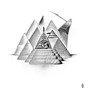 pyramid with rose wraping with Egyptian hieroglyphs tattoo design idea