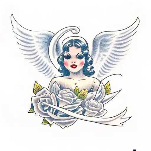 angel with the name "lucia" in it tattoo design idea