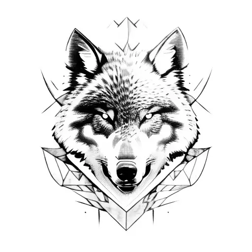 angry Polynesian wolf tattoo design idea