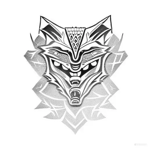 Polynesian angry wolf  tattoo design idea