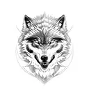 angry Polynesian wolf tattoo design idea