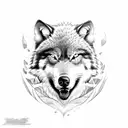 angry Polynesian wolf tattoo design idea