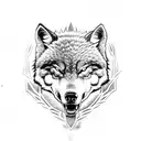 angry Polynesian wolf tattoo design idea
