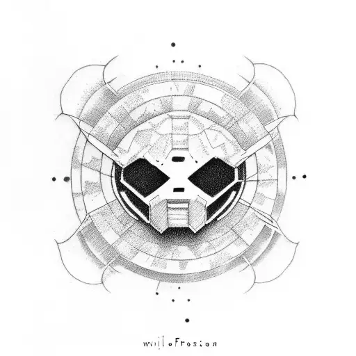 Vinyl record with Mf doom logo tattoo design idea