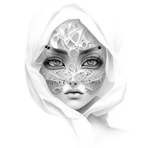beautiful woman with big eyes and big lips full cheeks.  tattoo design idea
