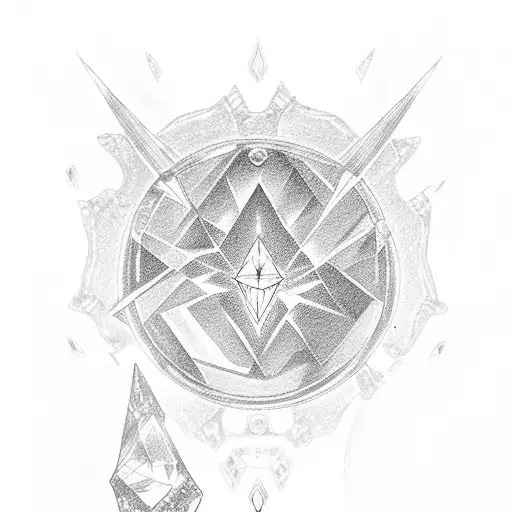 ruby gem stone surrounded by a halo tattoo design idea