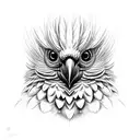 red crested black cockatoo looking with both eyes facing forward. crest feathers up ready to attack prey. detailed  tattoo design idea
