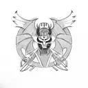 using image of the mf doom add a Celtic dragon around it tattoo design idea