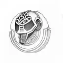 using image of the mf doom add a Celtic dragon around it tattoo design idea