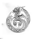 Celtic dragon and phoenix fighting  tattoo design idea