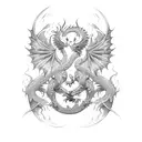 Celtic dragon and phoenix fighting  tattoo design idea