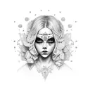 have a read ruby around her neck, make cheeks fuller, hair darker tattoo design idea