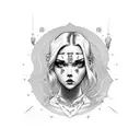 have a read ruby around her neck, make cheeks fuller, hair darker tattoo design idea