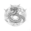 Celtic dragon andlion fighting  tattoo design idea