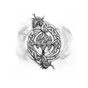 Celtic dragon andlion fighting  tattoo design idea