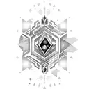 ruby gem stone surrounded by a halo tattoo design idea