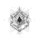 ruby gem stone surrounded by a halo tattoo design idea