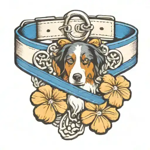 paw print, nautical theme dog collar, Letter "D" combined together. Australian Shepherd tattoo design idea