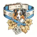 paw print, Caligraphy letter D, nautical theme dog collar, Australian Shepherd tattoo design idea