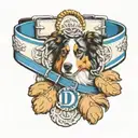 paw print, Caligraphy letter D, nautical theme dog collar, Australian Shepherd tattoo design idea