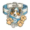 paw print, Caligraphy letter D, nautical theme dog collar, Australian Shepherd tattoo design idea