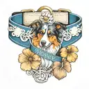 paw print, Caligraphy letter D, nautical theme dog collar, Australian Shepherd tattoo design idea
