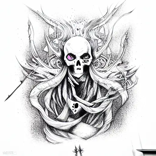 fuck love, death, psychodelic, drugs, demons tattoo design idea