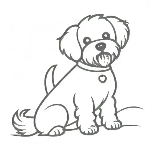 bichon terrier with tongue out and Pom Pom on head tattoo design idea
