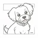 bichon terrier with tongue out and Pom Pom on head tattoo design idea