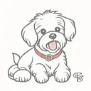 bichon terrier with tongue out and Pom Pom on head tattoo design idea