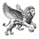 flying winged lion  tattoo design idea